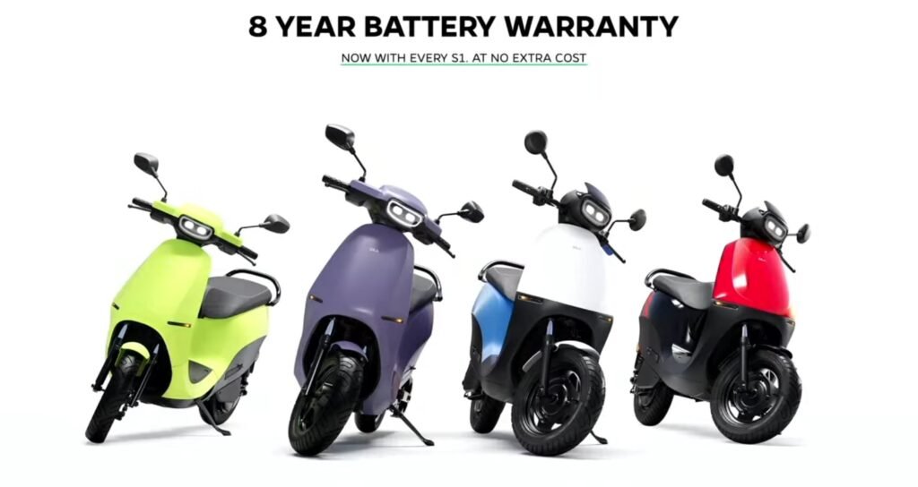 Ola S1 X Electric scooter Battery warranty 